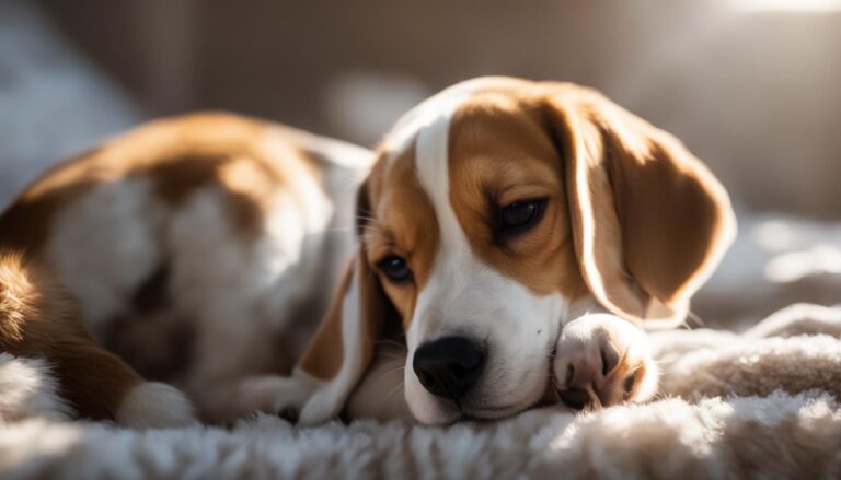 beagle puppy wakes up for food